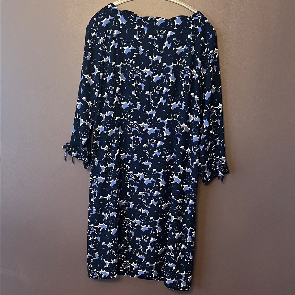 Navy Blue, Black and White Floral Size 14 Midi women’s Dress - Picture 5 of 7